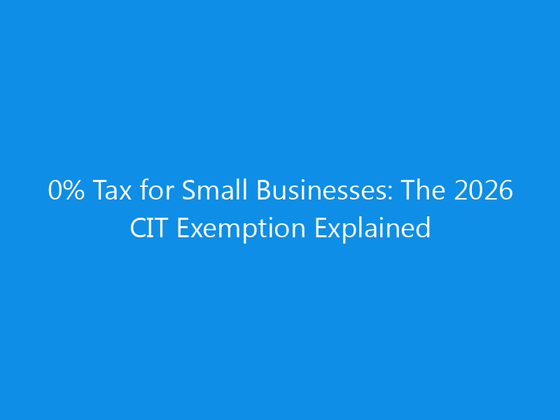 0% Tax for Small Businesses: The 2026 CIT Exemption Explained 1 0 tax for small businesses the 2026 cit exemption skyweb