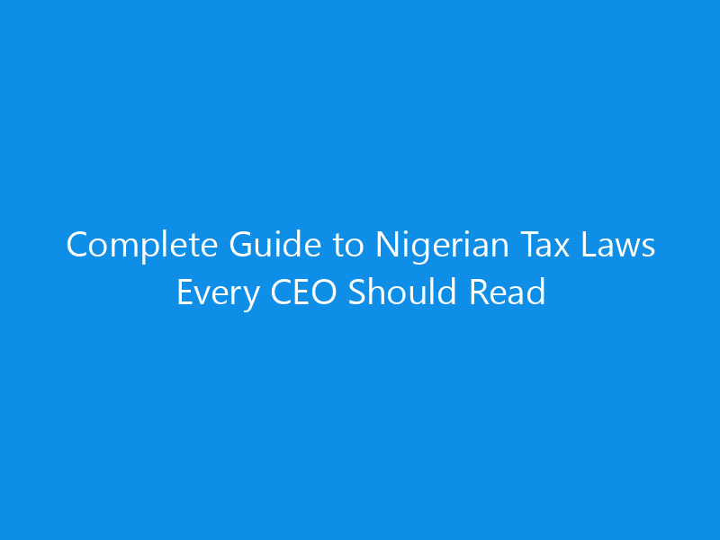 Complete Guide to Nigerian Tax Laws Every CEO Should Read