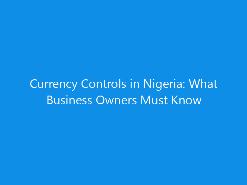 Currency Controls in Nigeria: What Business Owners Must Know 1 Currency Controls in Nigeria: What Business Owners Must Know