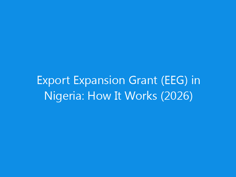 Export Expansion Grant (EEG) in Nigeria: How It Works (2026)