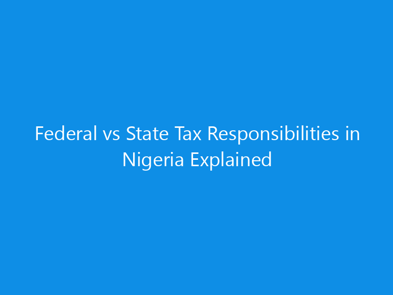 Federal vs State Tax Responsibilities in Nigeria Explained