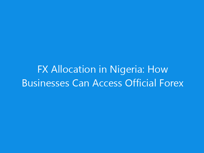 FX Allocation in Nigeria: How Businesses Can Access Official Forex 4 FX Allocation in Nigeria: How Businesses Can Access Official Forex