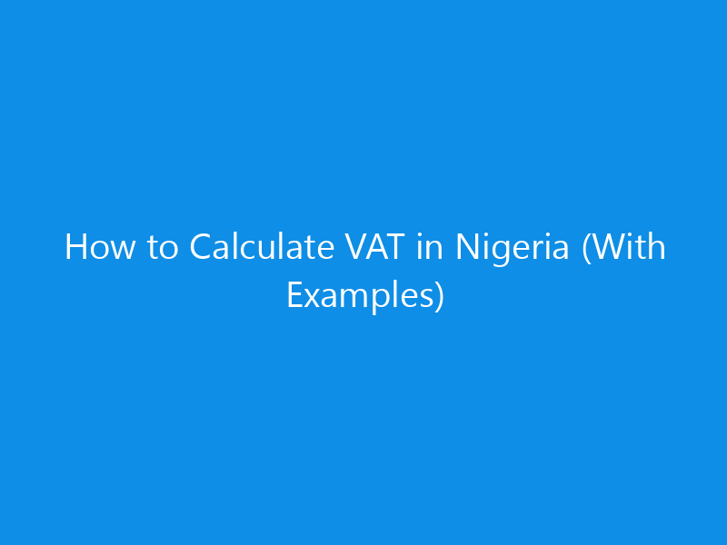 how to calculate vat in nigeria with skyweb