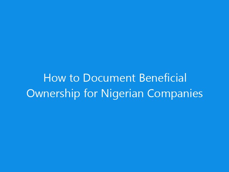 How to Document Beneficial Ownership for Nigerian Companies 3 How to Document Beneficial Ownership for Nigerian Companies