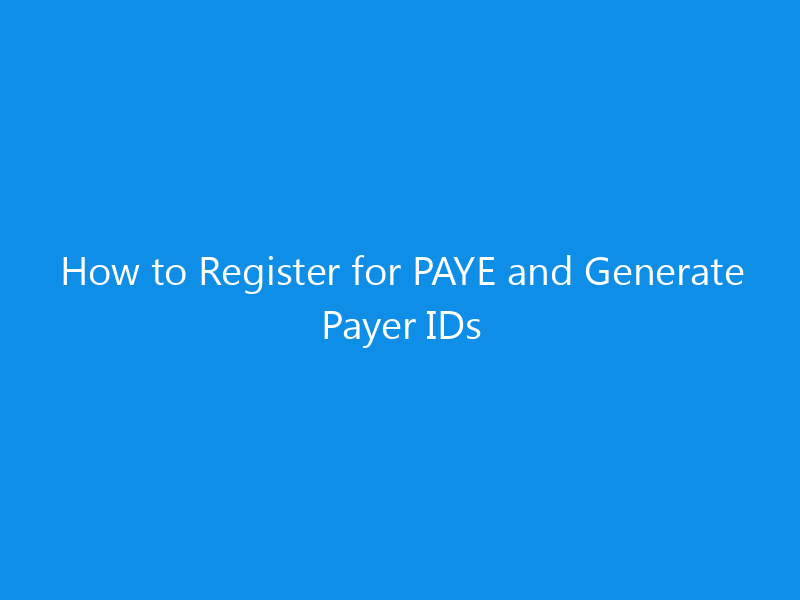How to Register for PAYE and Generate Payer IDs