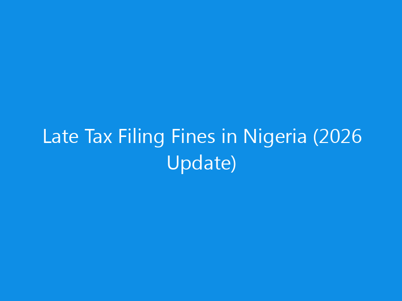 Late Tax Filing Fines in Nigeria (2026 Update)