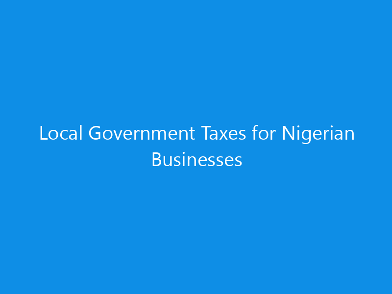Local Government Taxes for Nigerian Businesses