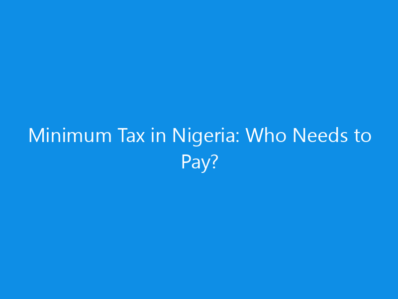 Minimum Tax in Nigeria: Who Needs to Pay? 2 Minimum Tax in Nigeria: Who Needs to Pay?