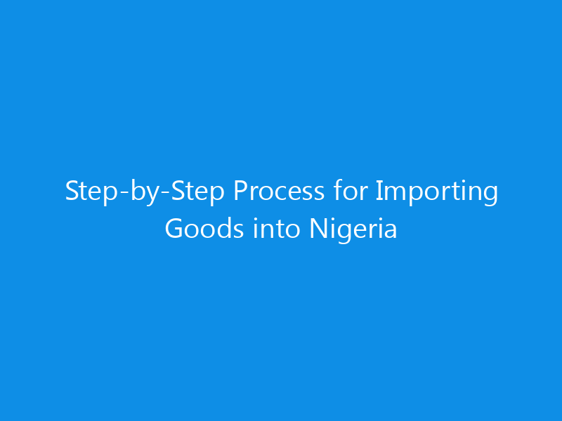 Step-by-Step Process for Importing Goods into Nigeria