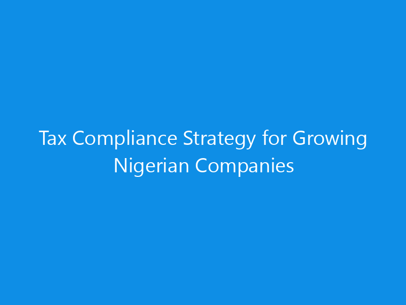 Tax Compliance Strategy for Growing Nigerian Companies