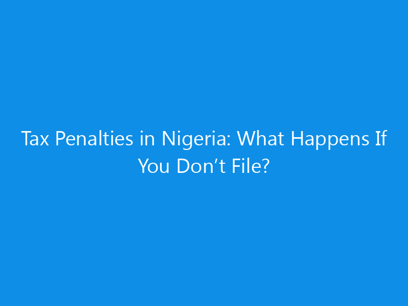 Tax Penalties in Nigeria: What Happens If You Don’t File?