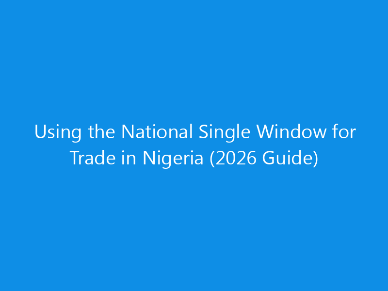 Using the National Single Window for Trade in Nigeria (2026 Guide)