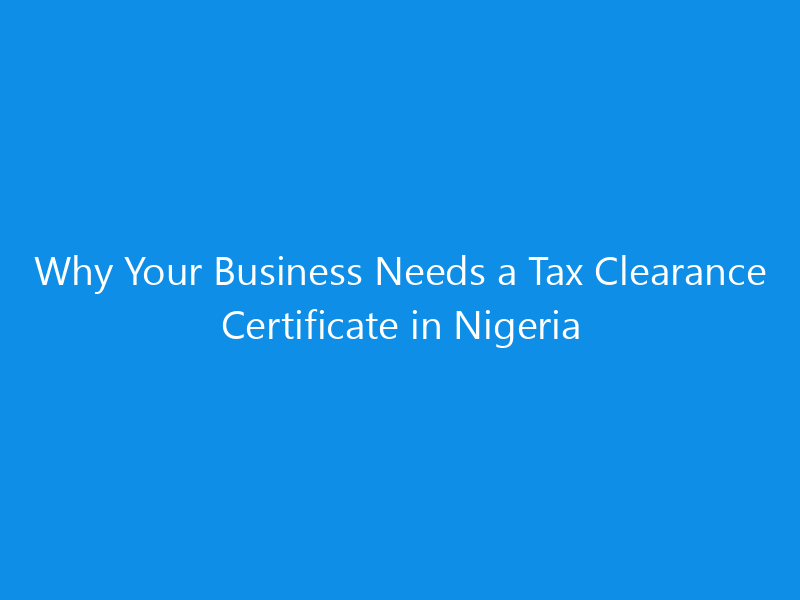 Why Your Business Needs a Tax Clearance Certificate in Nigeria