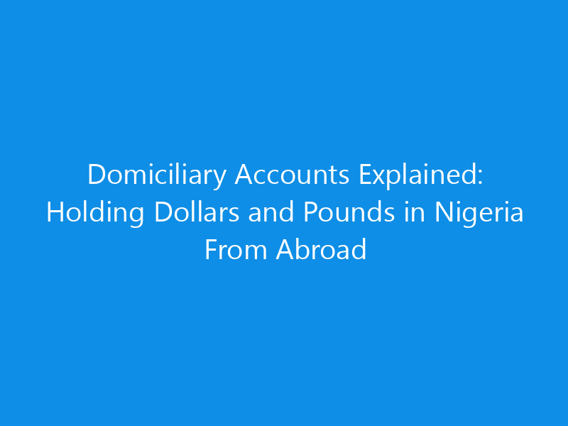 Domiciliary Accounts Explained: Holding Dollars and Pounds in Nigeria From Abroad 1 domiciliary accounts explained holding dollars and pounds in nigeria from abroad 7005 3342e skyweb