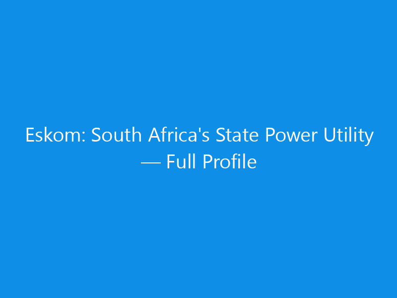 Eskom: South Africa’s State Power Utility — Full Profile