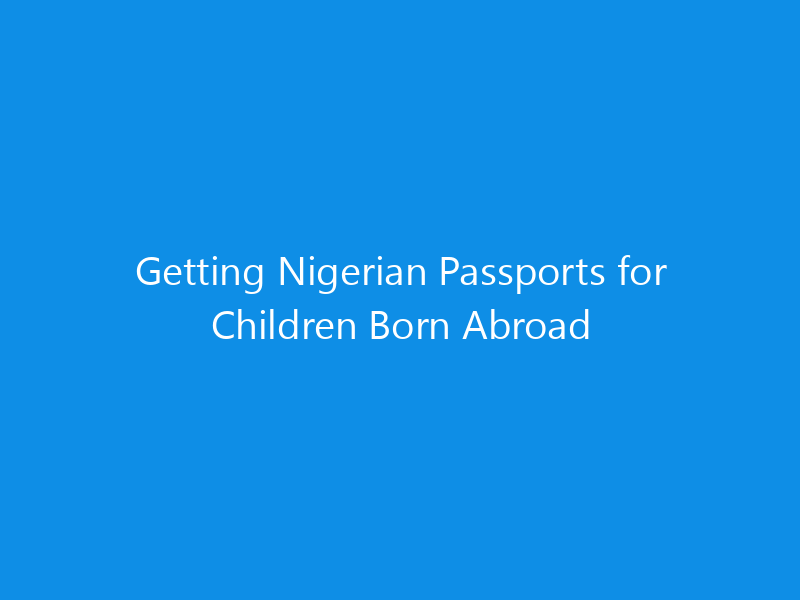 Getting Nigerian Passports for Children Born Abroad 3 Getting Nigerian Passports for Children Born Abroad