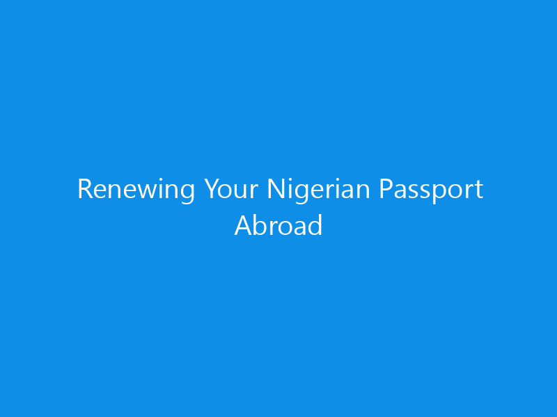 Renewing Your Nigerian Passport Abroad 3 Renewing Your Nigerian Passport Abroad