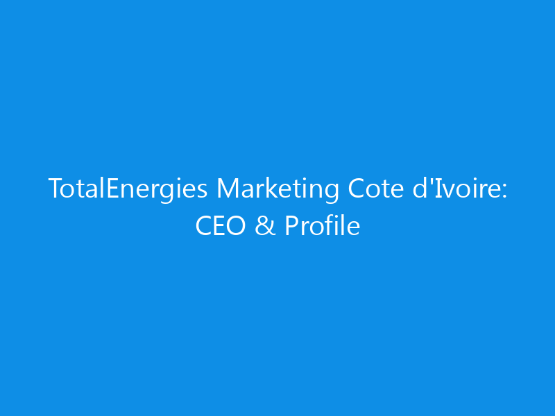 TotalEnergies Marketing Cote d'Ivoire: CEO & Profile 6 TotalEnergies Marketing Cote d’Ivoire: CEO & Profile